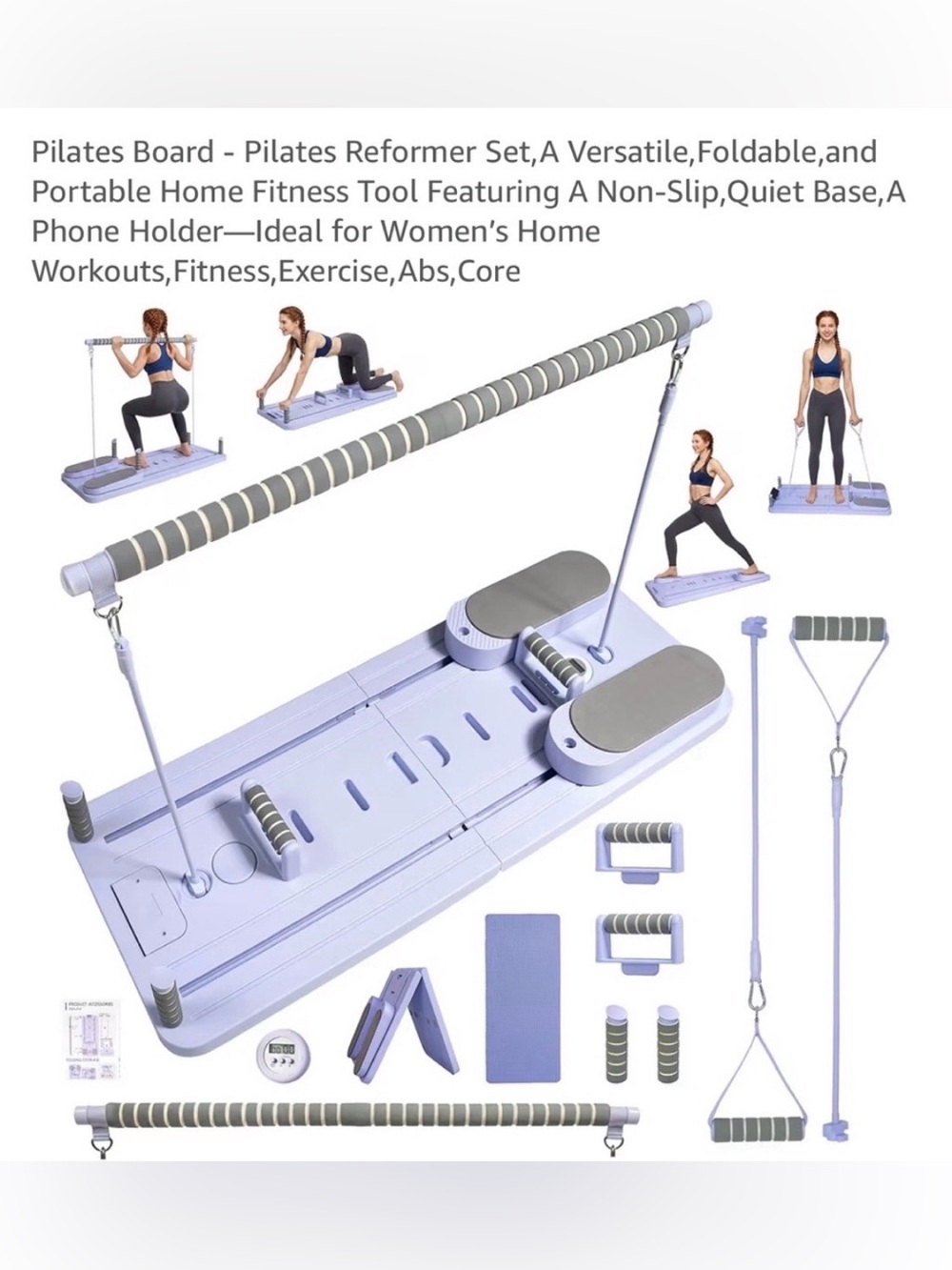 Foldable Pilates Reformer Board - Lavender Workout Set